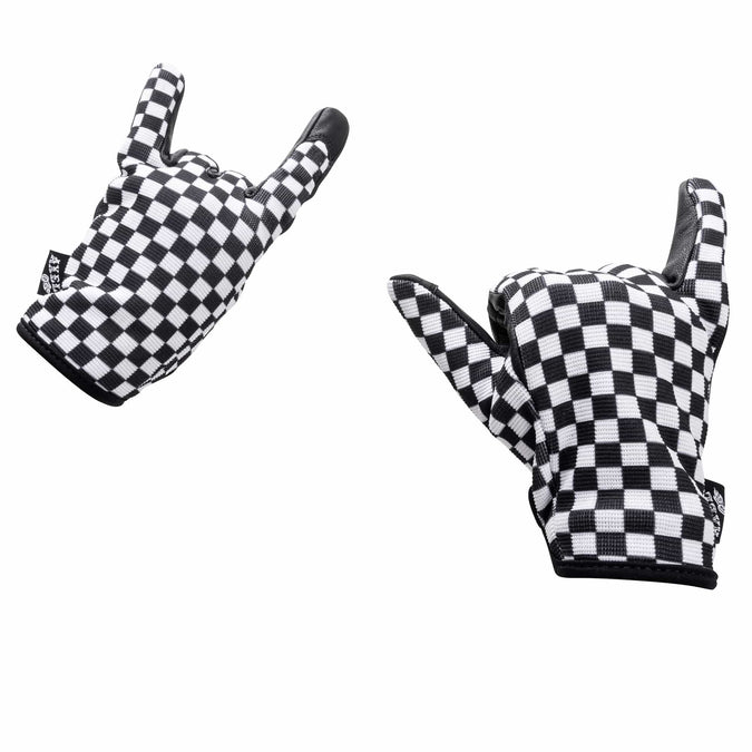 Black & White Checkers Mesh Top Gloves