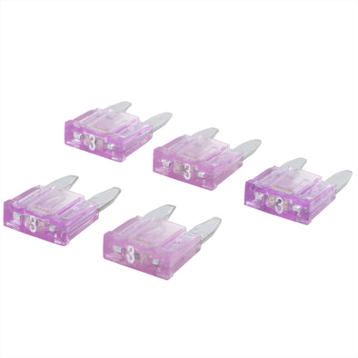 Blade Type LED Detector Mini Fuse 5-Pack - Violet 3 Amp