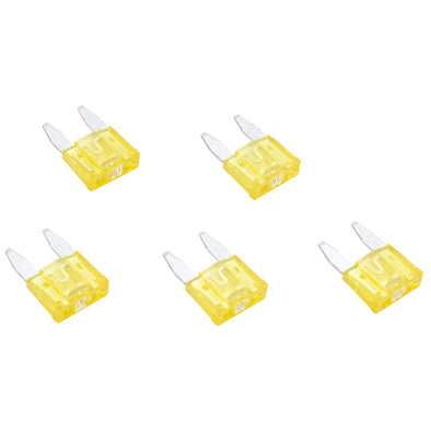 Blade Type LED Detector Mini Fuse 5-Pack - Yellow 20 Amp