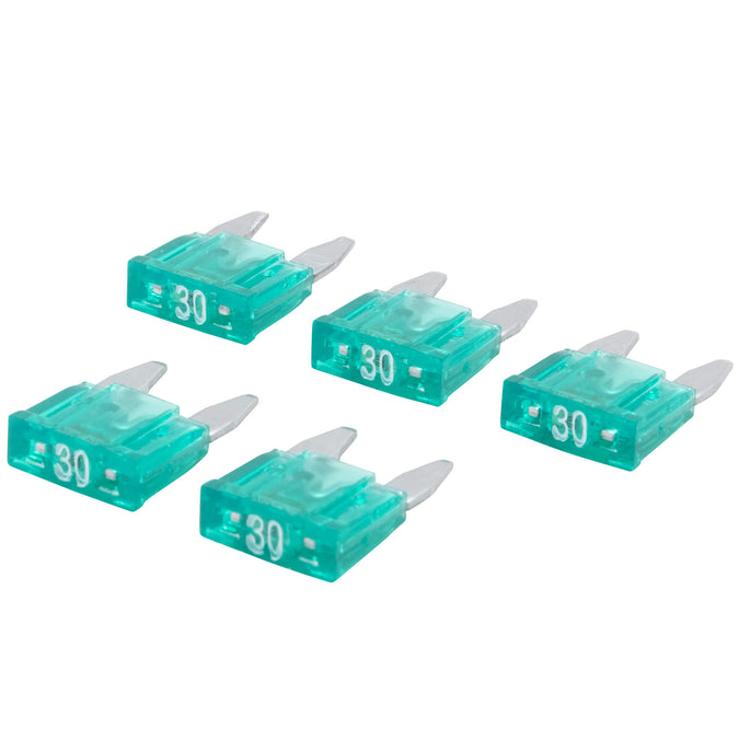 Blade Type LED Detector Mini Fuse 5-Pack - Green 30 Amp