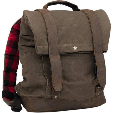 Roll Top Waxed Cotton Backpack - Brown