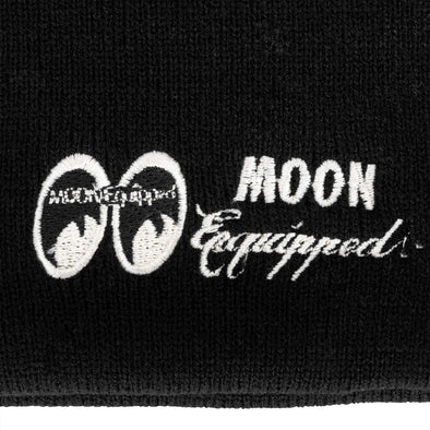MOON Equipped Embroidered Knit Hat - Black