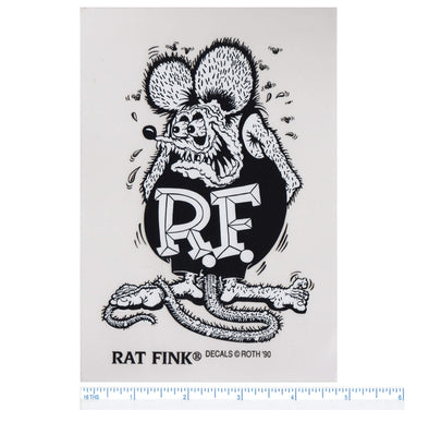 Rat Fink Standing Sticker - Large - Black and White