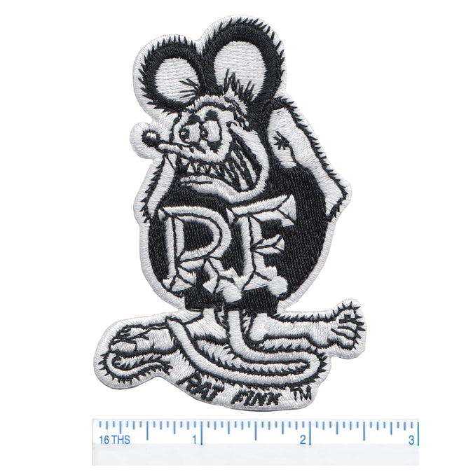 Rat Fink Patch - Black and White