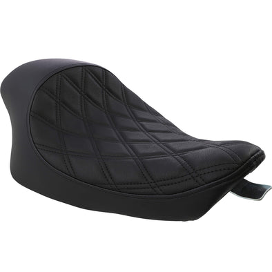 3/4 Low Solo Seat - Double Diamond - Black - fits 2004-Up Harley-Davidson Sportsters