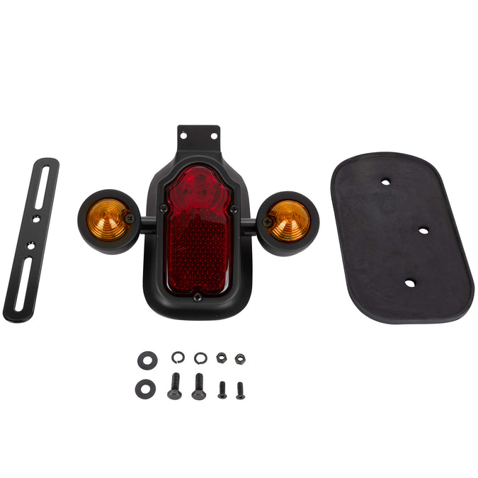 Tombstone LED Taillight w/ Amber Turn Signals - Red Lens - Black