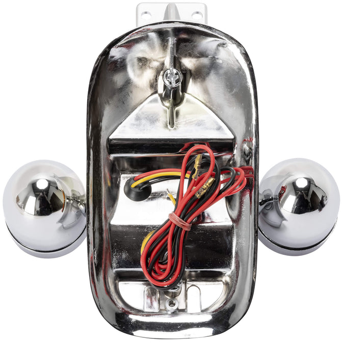 Tombstone LED Taillight w/ Red Turn Signals - Red Lens - Chrome