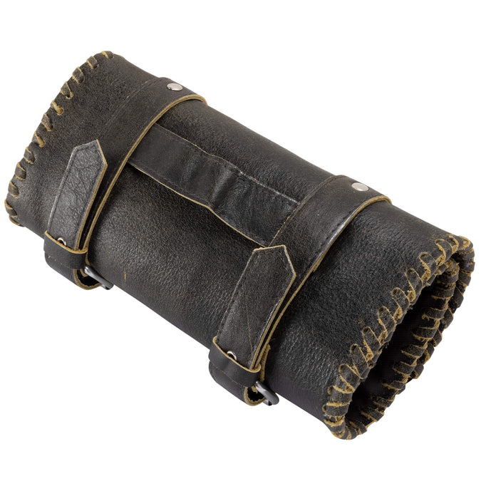 Braided Black Leather Tool Roll