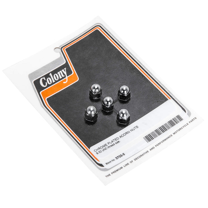 #3703-5 Acrorn Nut 8-32 UNC Thread - 5 Pack - Chrome Plated