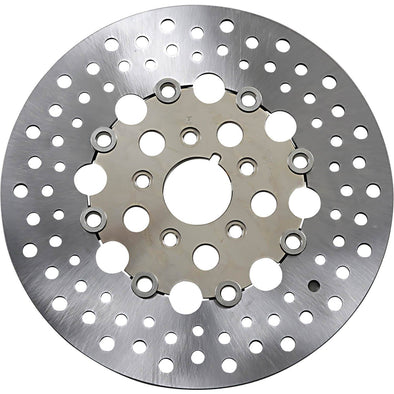 Floating Drilled Stainless Steel Brake Rotor - 11.5 inch - Front - Replaces Harley-Davidson OEM# 44136-84A, 44136-92