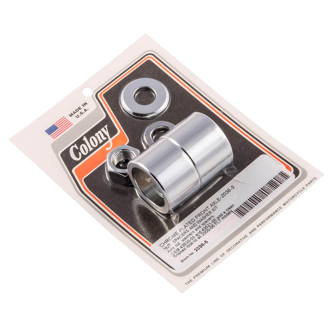 #2036-5 Front Axle Nut Smooth Spacer Kit 2000-2006 Harley-Davidson FLT - Chrome Plated