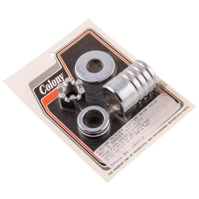 #2037-4 Rear Axle Nut Grooved Spacer Kit 2000-2005 Harley-Davidson Dyna - Chrome Plated