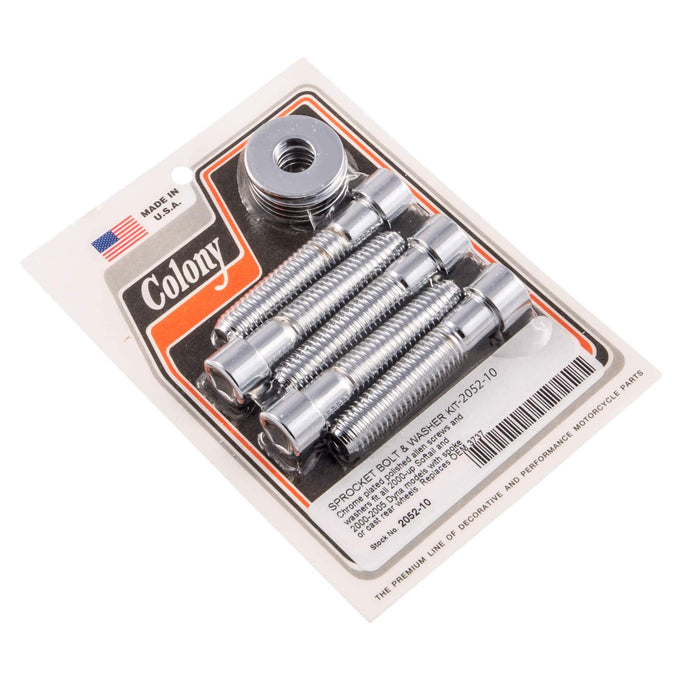 #2052-10 Sprocket Allen Bolt/Washer Kit 2000-Up Harley-Davidson Softail 2000-2005 Dyna - Chrome Plated