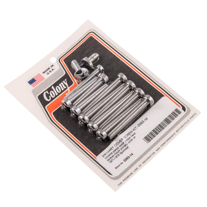 #2063-14 Primary Cover Phillips Screw Kit 1971-1976 Harley-Davidson Sportster - Chrome Plated