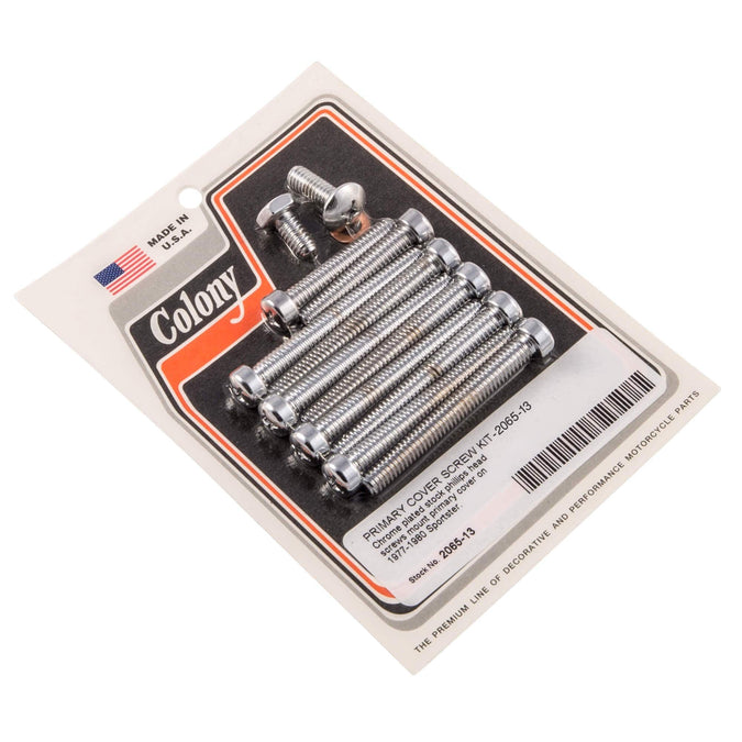 #2065-13 Primary Cover Phillips Screw Kit 1977-1980 Harley-Davidson Sportster - Chrome Plated
