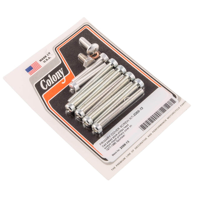 #2066-13 Primary Cover Phillips Screw Kit 1977-1980 Harley-Davidson Sportster - CAD Plated