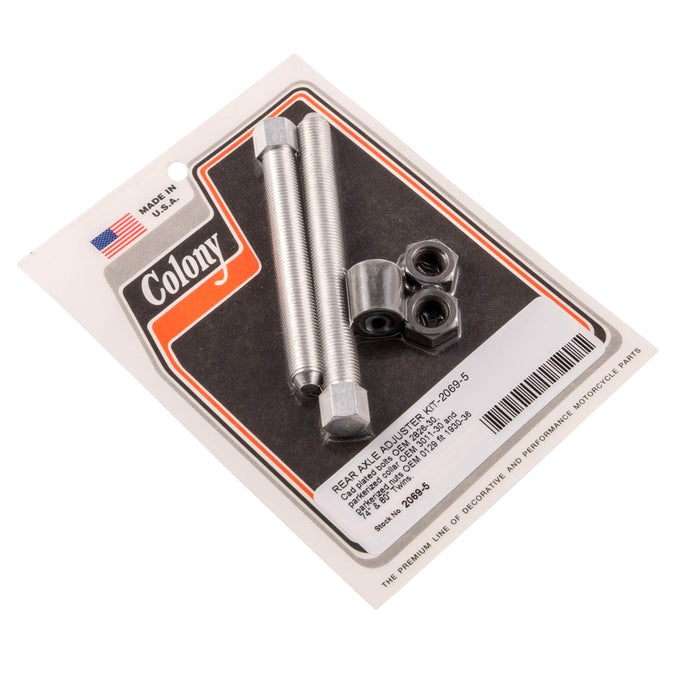 #2069-5 Rear Axle Adjuster Kit 1930-1936 Harley-Davidson 74/80 Twins - CAD Plated