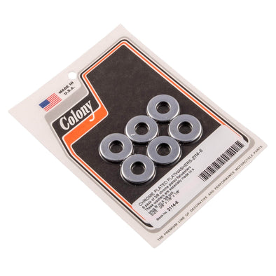 #2114-6  3/8 inch Plated Thick Flat Washers - 6 Pack - Chrome Plated