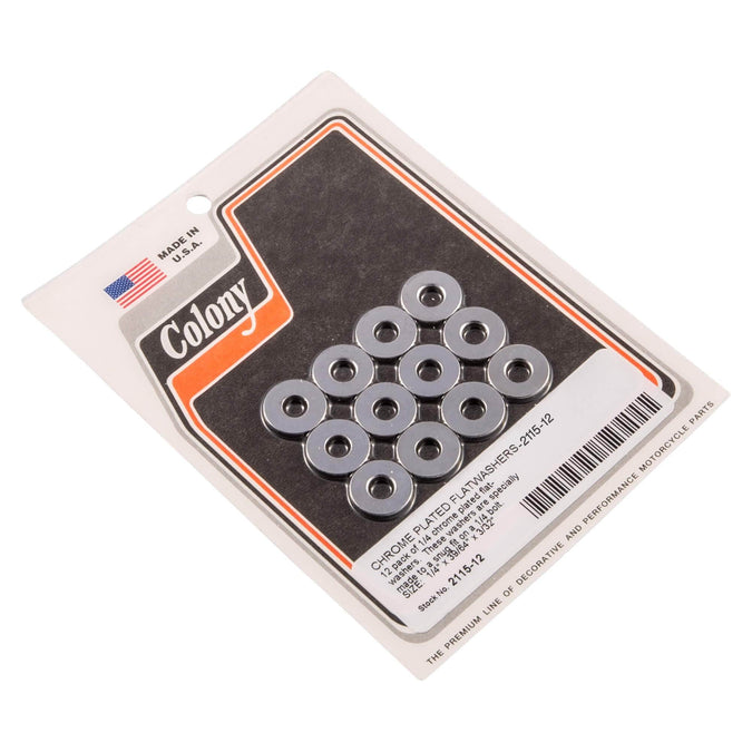 #2115-12 1/4 inch Chrome Plated Flat Washers 12 pack