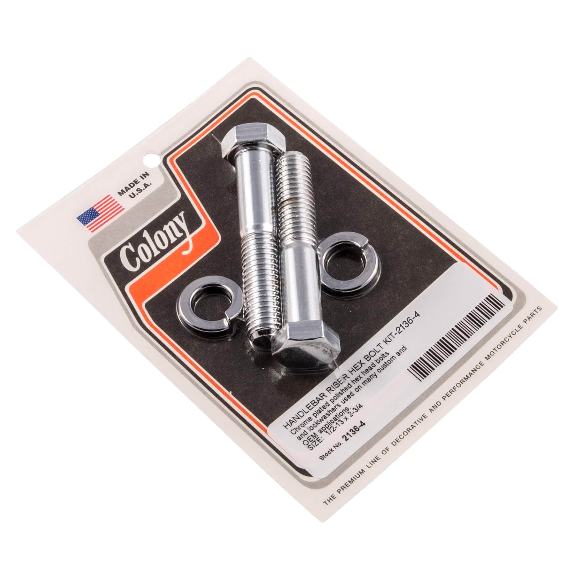 Hex Stud Riser Colony Machine #2136-4 Handlebar Riser Hex Bolt Kit 1/2-13 x 2-3/4 ...