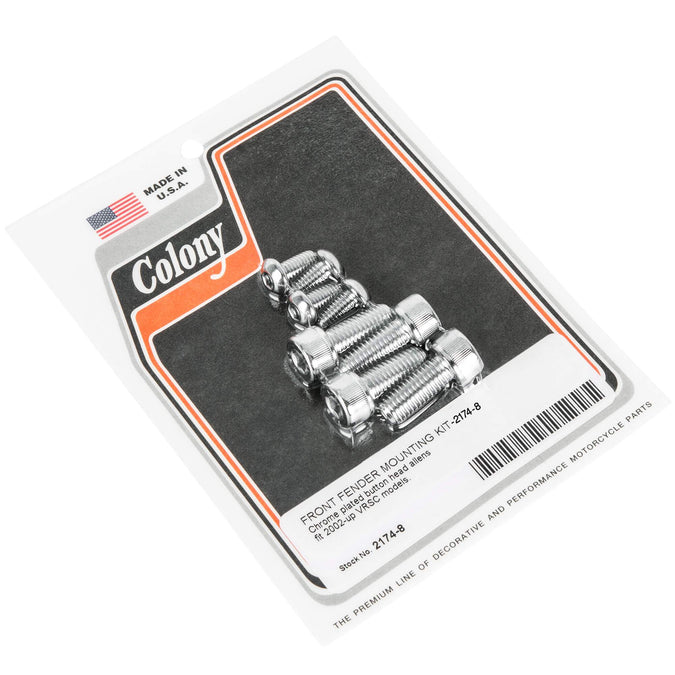 #2174-8 Front Fender Mounting Button Allen Kit 2002-Up Harley-Davidson VRSC - Chrome Plated