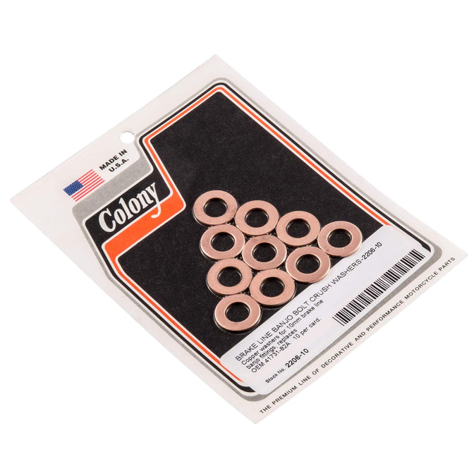 #2206-10 10mm Copper Brake Line Banjo Bolt Crush Washers OEM 41731-82A - 10 pack