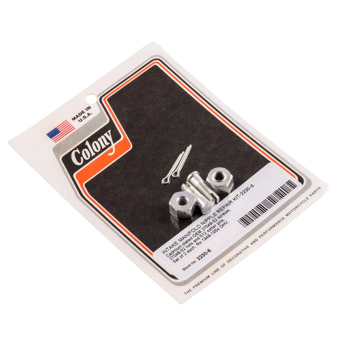 #2230-6 Intake Manifold Nipple Repair Kit 1948-1954 Harley-Davidson OHV - CAD Plated