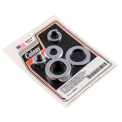 #2256-5 Chrome Front Axle Nut Spacers Washer Kit Harley Dyna 04-05