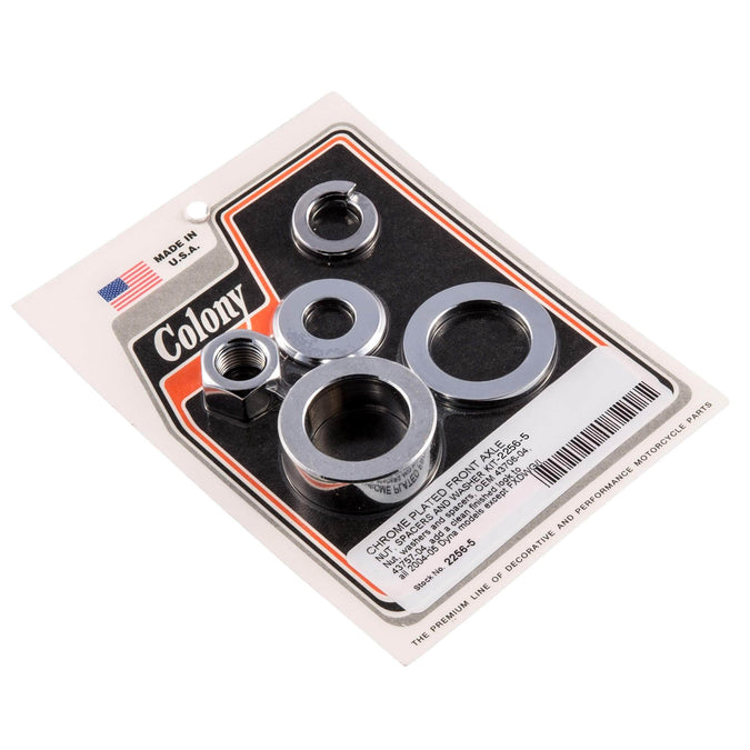 #2256-5 Chrome Front Axle Nut Spacers Washer Kit Harley Dyna 04-05