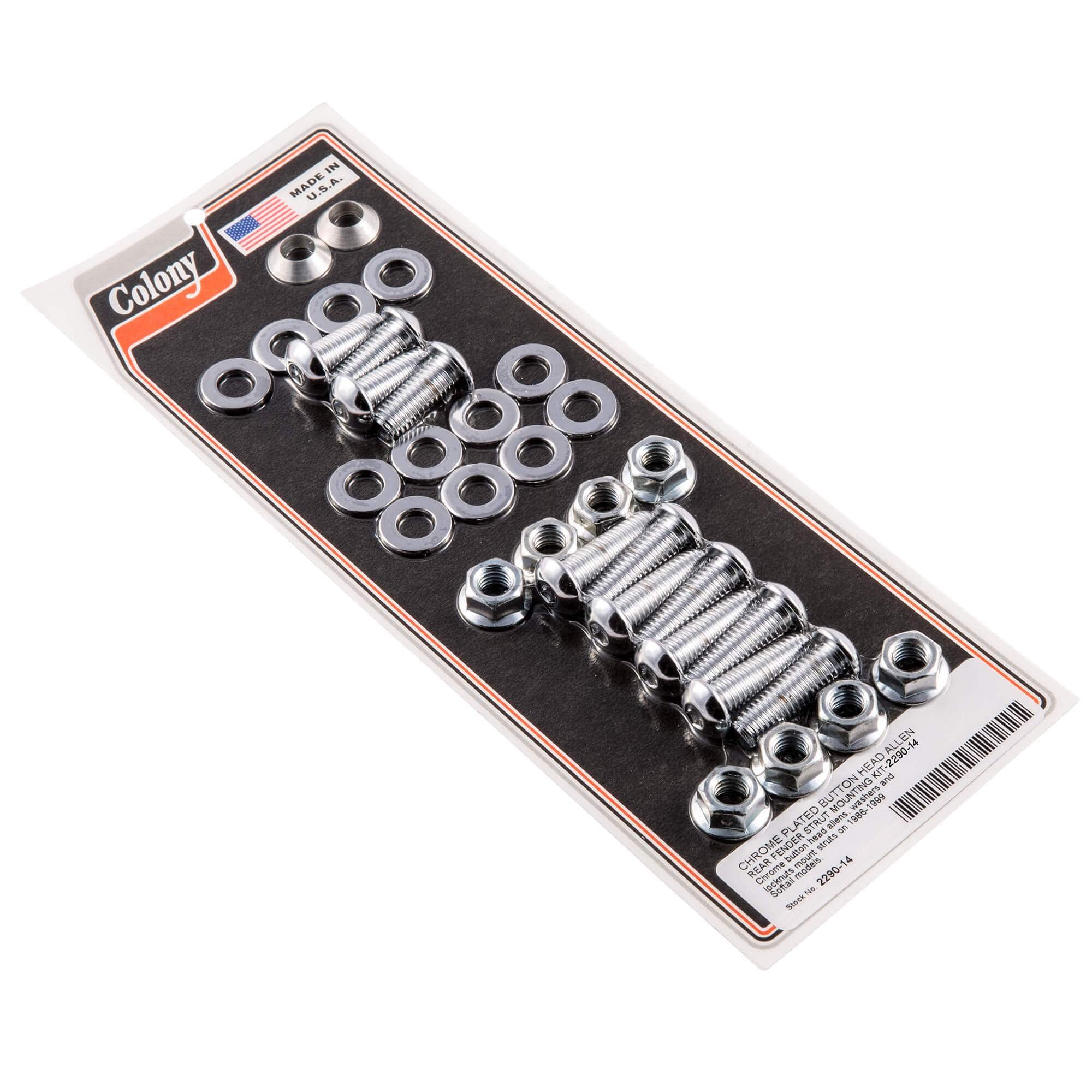 V-Twin Manufacturing Rear Fender Strut Bolt Kit Chrome For Harley Softail