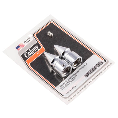 #2444-2 Axle Adjuster Pike Nut Covers 2005-Up Harley-Davidson Sportster - Chrome Plated