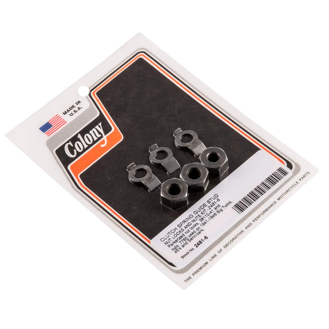 #2481-6 Clutch Spring Guide Stud Lock Nuts 1941-1946 Harley-Davidson Big Twin/45's/Servi-cars - Parkerized