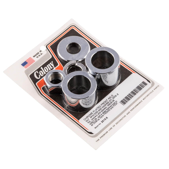 #2515-5 Chrome Front Axle Nut Washer Spacers Harley Dyna 08-up FXDWG FXDF