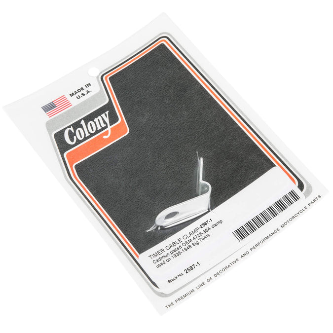 #2587-1 Timer Cable Clamp 1936-1948 Harley-Davidson Big Twins - CAD Plated