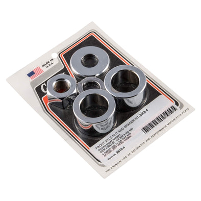 #2812-4 Front Axle Nut and Smooth Spacer Kit 2004-2007 Harley-Davidson VRSC - Chrome Plated