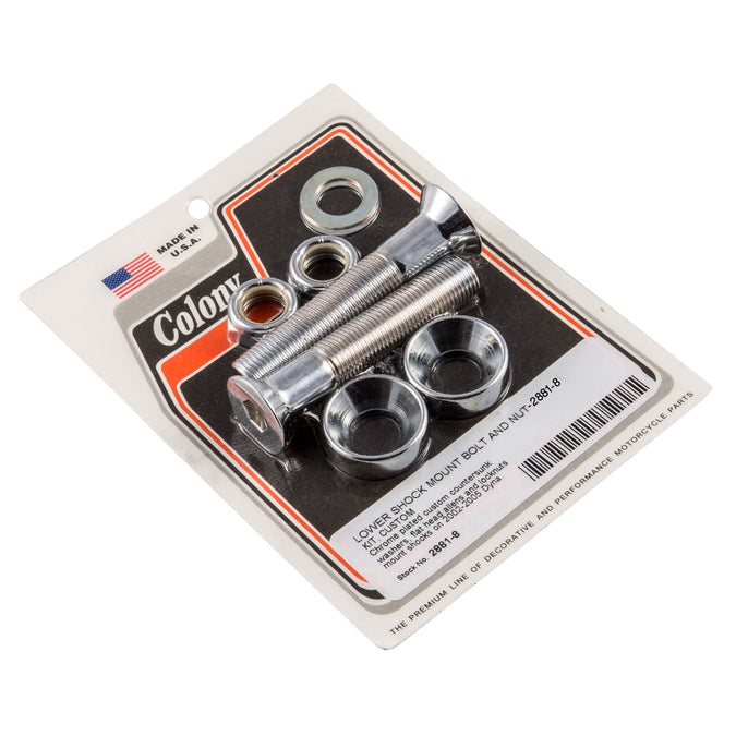 #2881-8 Lower Shock Mount Bolt And Nut Kit 2002-2005 Harley-Davidson Dyna - Chrome Plated