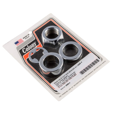 #2888-4 Rear Axle Nut and Smooth Spacer Kit 2005-2007 Harley-Davidson VRSC - Chrome Plated