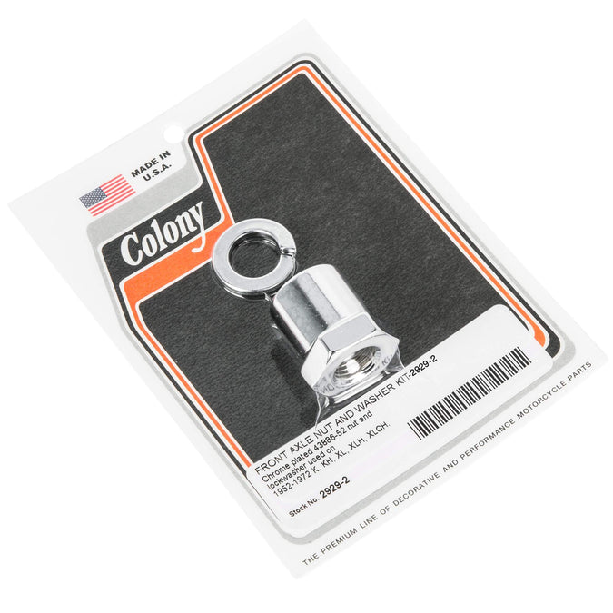 #2929-2 Front Axle Nut Kit 1952-1972 Harley-Davidson K/KH/XL/XLH/XLCH - Chrome Plated