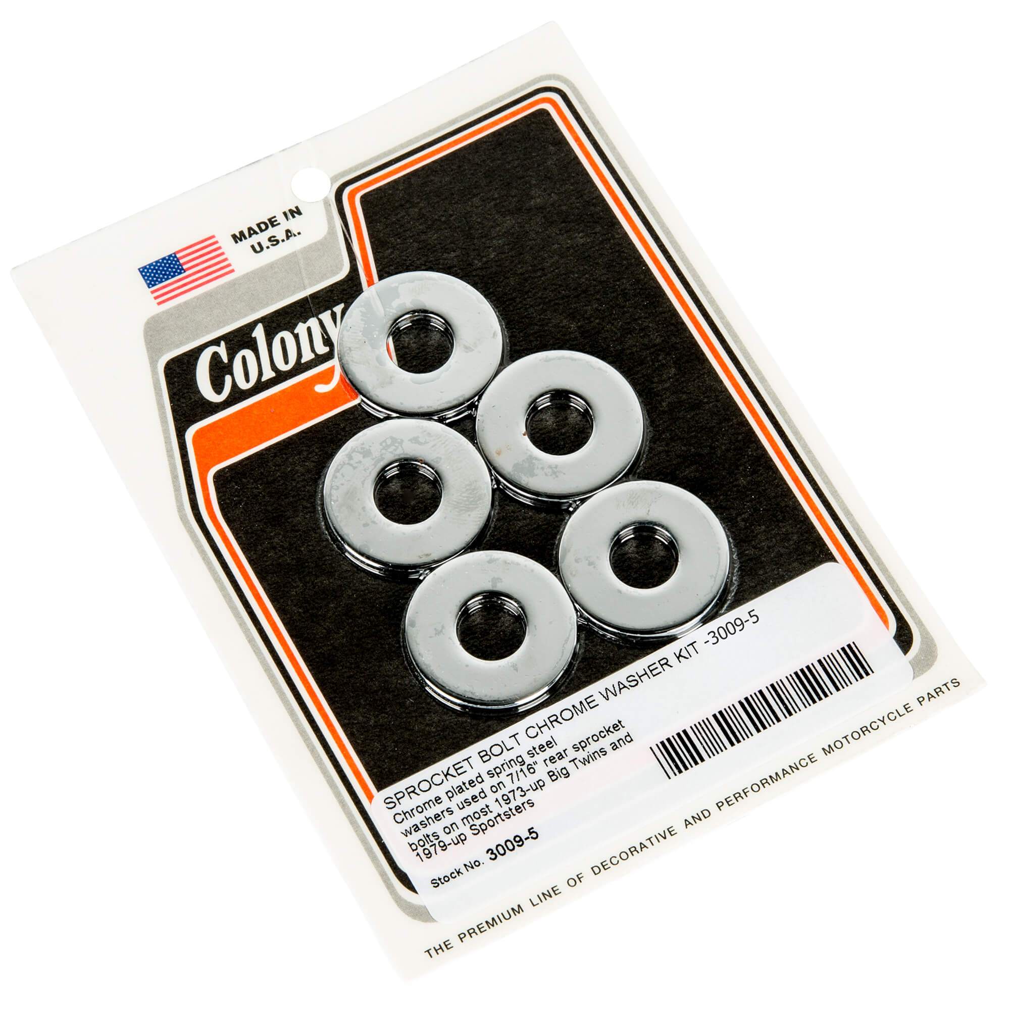 Colony Machine #3009-5 Sprocket Bolt Washer Kit 1973-Up Harley