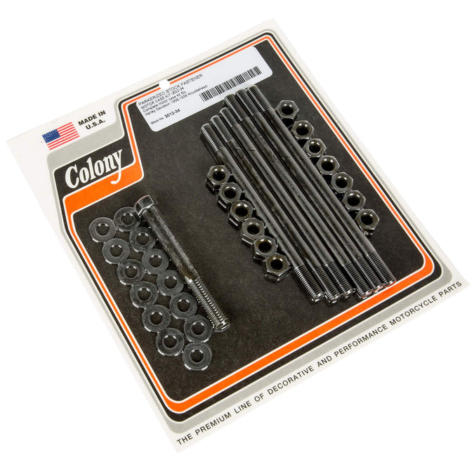 #3012-34 Stock Fastener Motor Case Kit 1936-1939 Harley-Davidson Knucklehead - Parkerized
