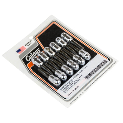 #7129-12 Acorn Head Timing Cover Set - 1936-1969 Harley-Davidson 74's/61 OHV - Chrome Plated