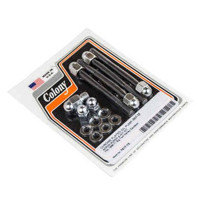 #7417-13 Oil Pump Acorn Nut Screw & Washer Kit 1968-1977 Harley-Davidson Big Twins - Chrome Plated