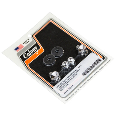 #7815-4 Acorn Head License Plate Mounting Kit And Rubber Washers - Chrome Plated
