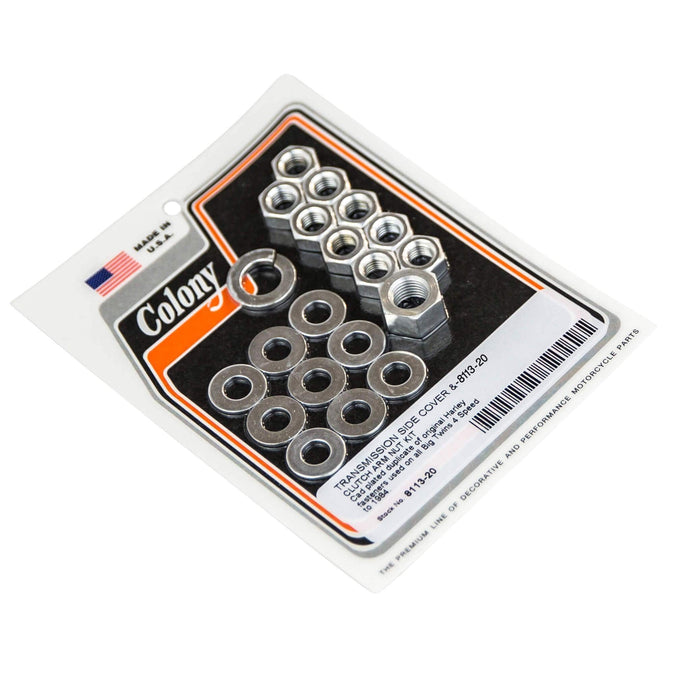 #8113-20 Transmission Side & Clutch Arm Nut Kit Harley-Davidson Big Twin 4 Speeds To 1984 - CAD Plated