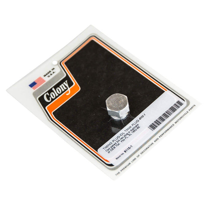 #8115-1 Timing Plug/Oil Tank Plug OEM# 704 1952-1969 Harley-Davidson FL and XL - CAD Plated