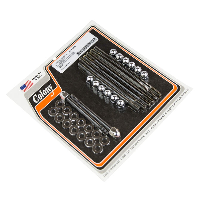 #8142-34 Motor Case Kit Acorn Head 1979-1995 Harley-Davidson Shovelhead/Evo - Chrome Plated