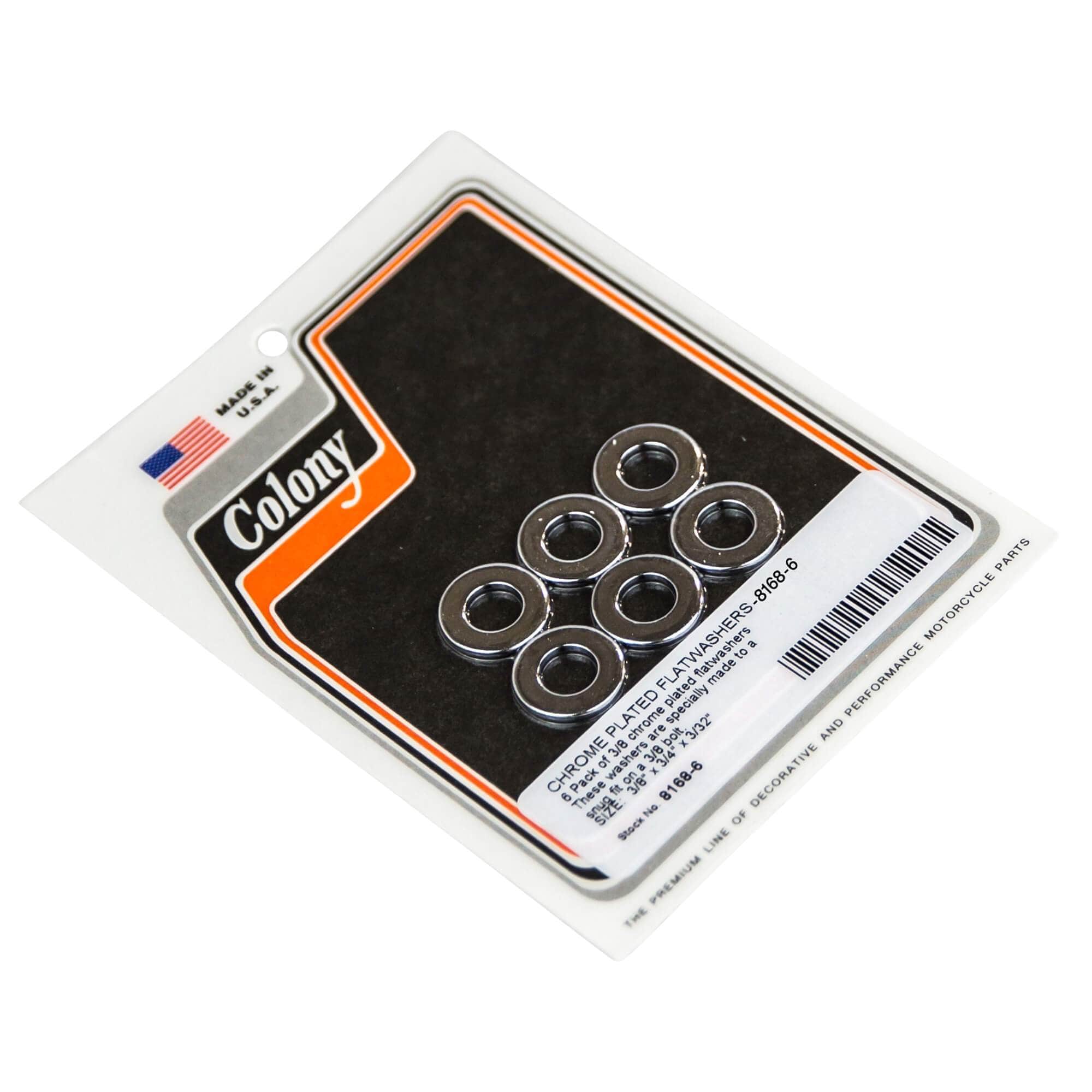 Colony Machine 81686 3/8 inch Chrome Plated Flatwashers 6 Pack