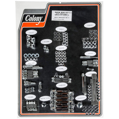 #8515 Complete Show Bike Kit Cap Style Hardware 1976-1977 Harley-Davidson Shovelhead - Chrome Plated