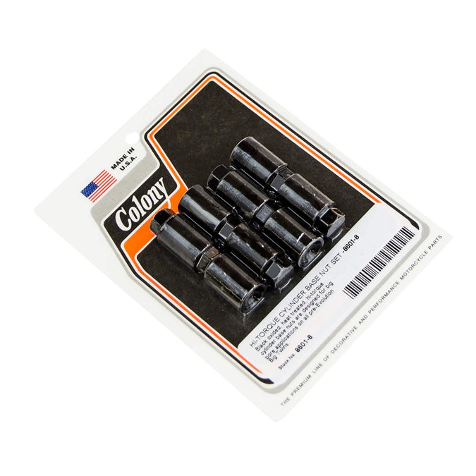 #8601-8 Hi-Torque Cylinder Base Nut Set Harley-Davidson Big Twin Pre-Evo - Black