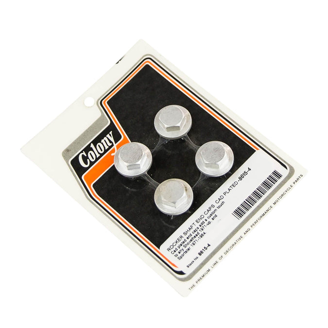 #8615-4 Rocker Shaft End Caps 1971-Up Harley-Davidson Shovelhead 1971-1984 XL - CAD Plated